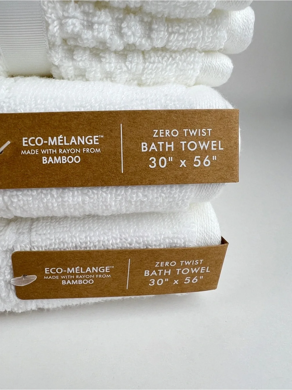 Common Thread Bath Towels White Eco Melange Bamboo Soft Cotton 9 Pc Set NEW